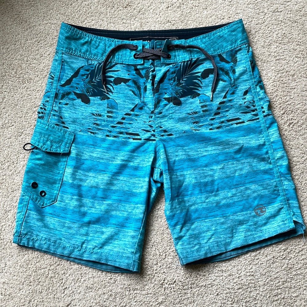 💙 OCEAN CURRENT Blue Board Shorts Bathing Suit 32